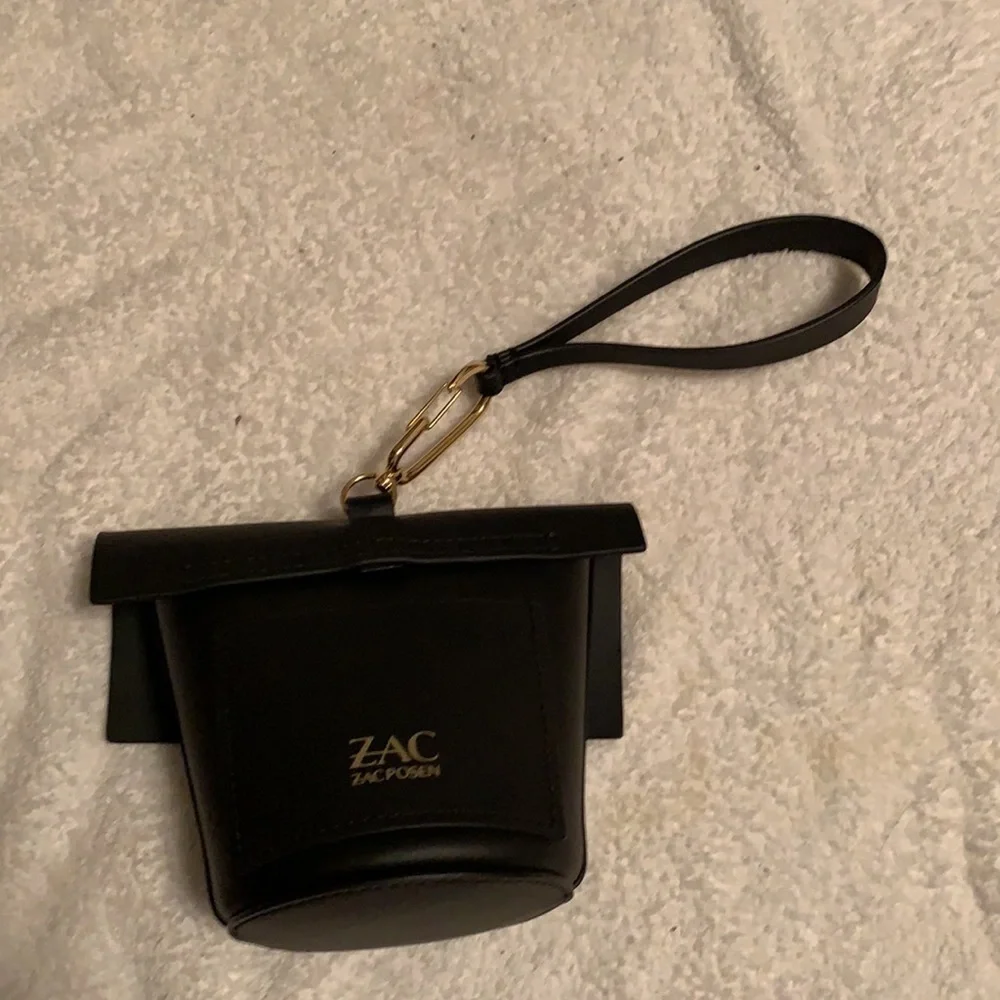 Zac Posen Black Leather Wristlet with Gold Hardware